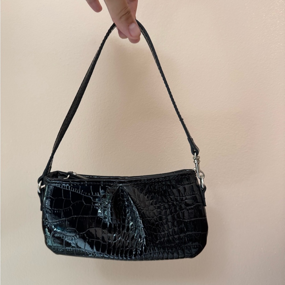 Urban Outfitters Black Croc-Embossed Clutch